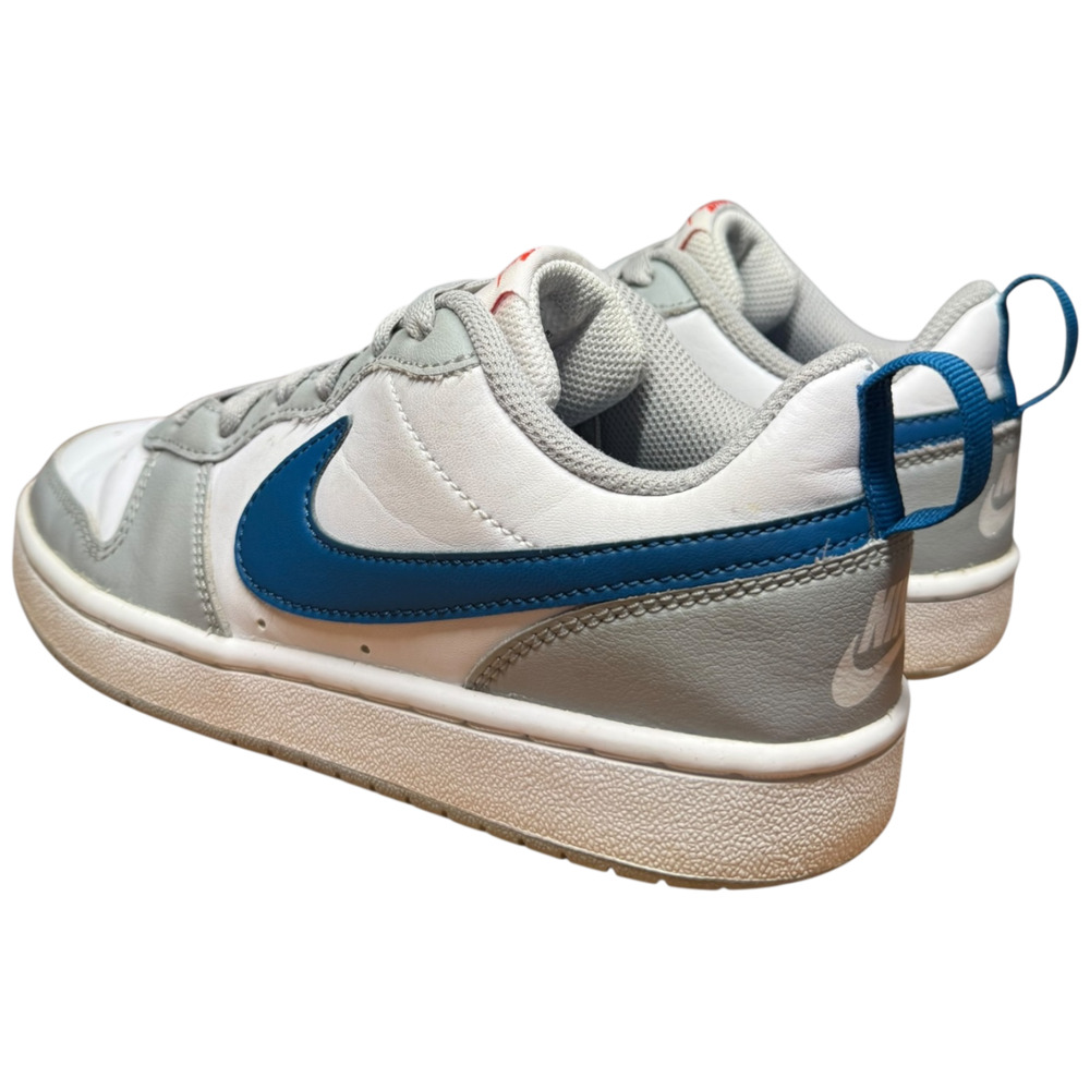 NIKE Court Borough Low 2 Boys 4Y White Grey Blue Leather Sneakers - Picture 8 of 13